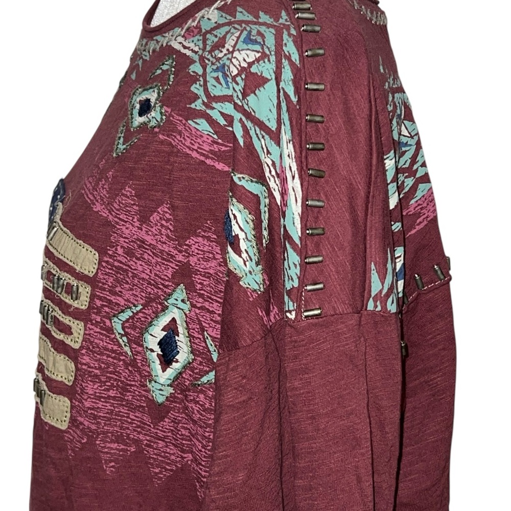 Double D Ranch Mauve Southwestern Graphic Tee with Turquoise & Navy Accents - Picture 6 of 10
